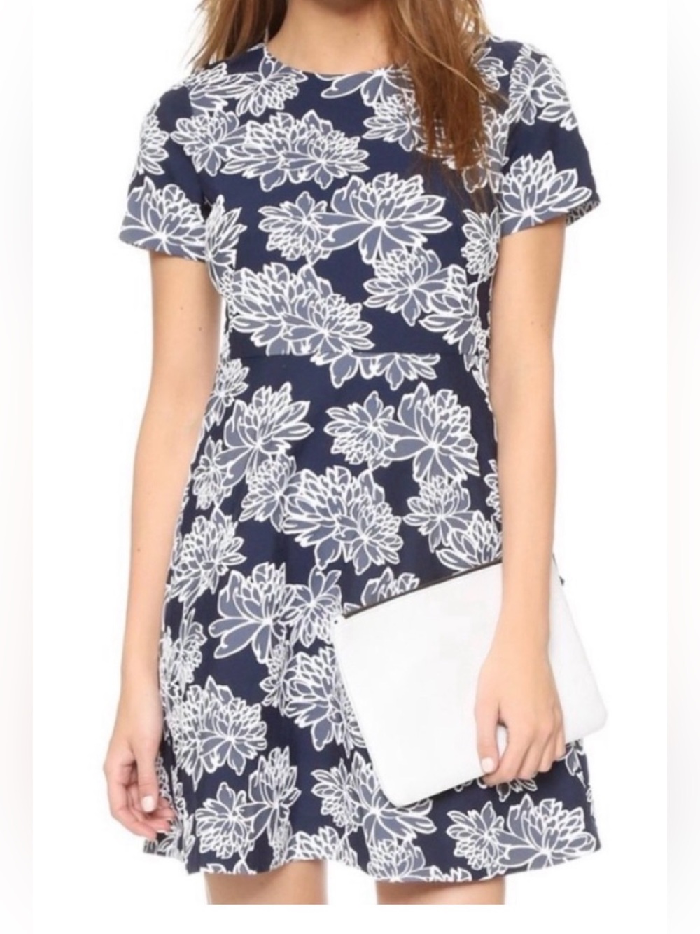 Shoshanna Floral Fit & Flare Dress in Navy and White Floral Sz 8